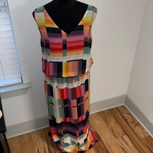 Katherine Barclay Montreal geometric colorful sleeveless maxi dress Sz XL